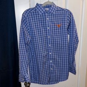 Gold Label Light Blue and Navy Blue Checkered Button Down Shirt.